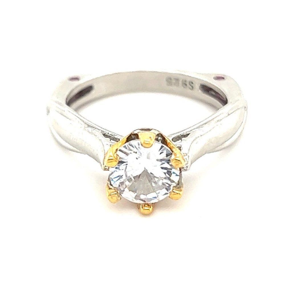 ‎Two-Tone White/Pink Cz Ring